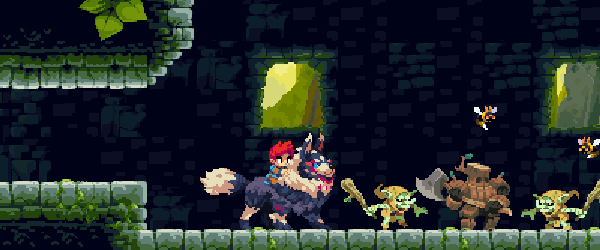 Footage of Flynn riding the wolf Dex into battle, it's dashes are quick but powerful