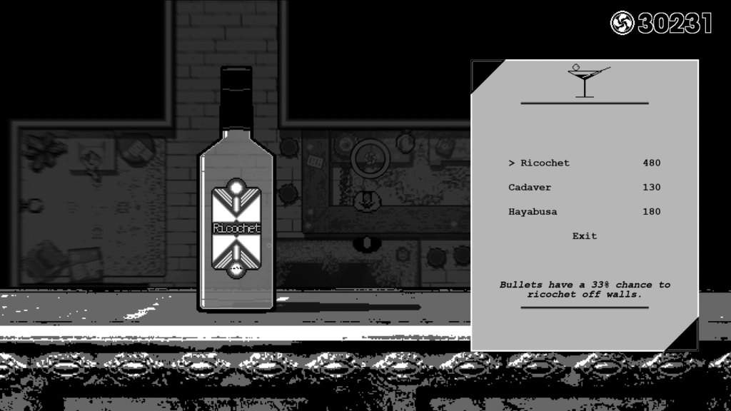 Item screen. It shows an alcoholic power up. 