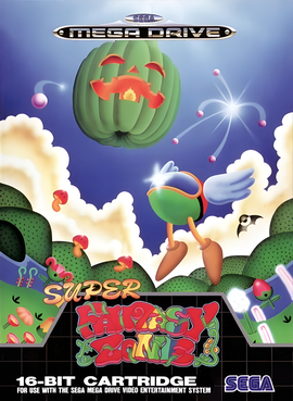 The game cover of 'Super Fantasy Zone' for the SEGA Mega Drive