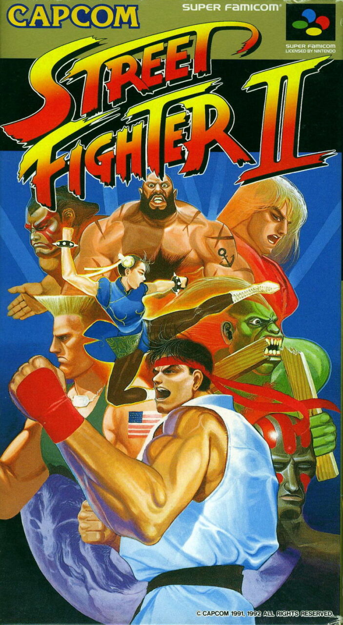 The game cover of 'Street Fighter II' for the Super Famicom