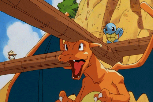 Charizard helps stabilize the logs