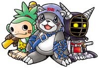 Three Rookie Digimon from Digimon World 2003: Monmon, Bearmon, and Kotemon. Bearmon shows that Digimon is to belts what Kingdom Hearts is to zips.