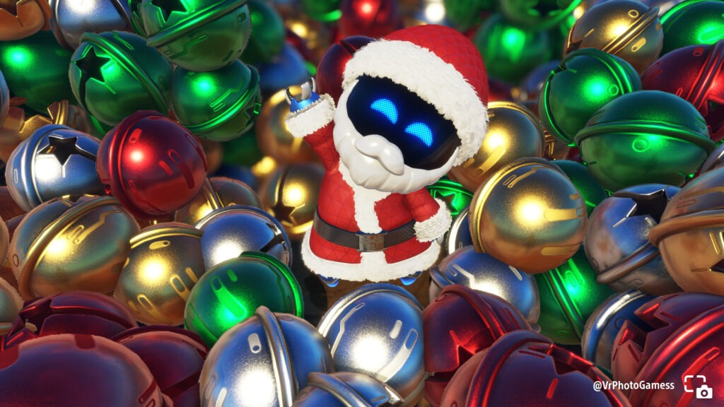 Screenshot of Astro Bot dressed as Santa